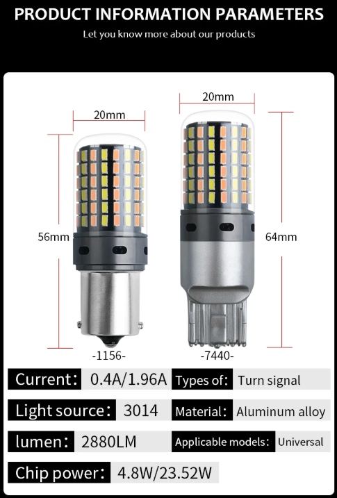 LED Φλας & Ημερήσια Φώτα DRL -  BAU15S – Υψηλή Φωτεινότητα 2880 LM , CANBUS 12V - 2τμχ