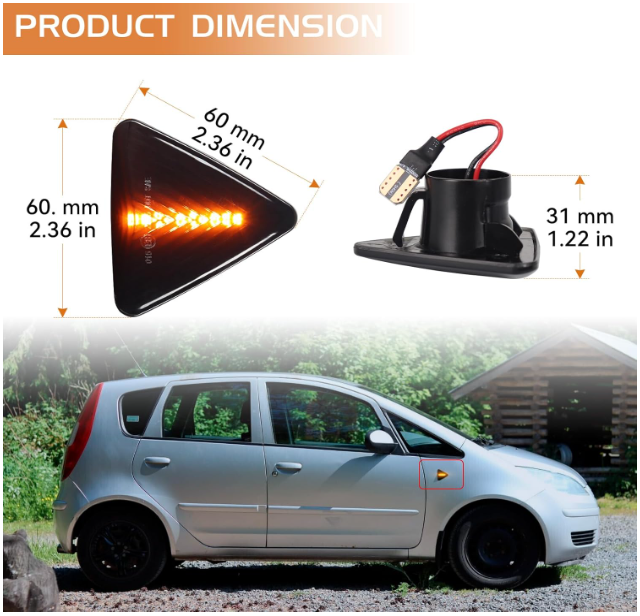 Φλας Led Dynamic για MITSUBISHI COLT- 2 Τμχ SMOKED