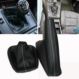 Σετ Φούσκες Λεβιέ & Χειρόφρενου για BMW E36 / E46  – Δερματίνη PU Μαύρη με Ραφές
