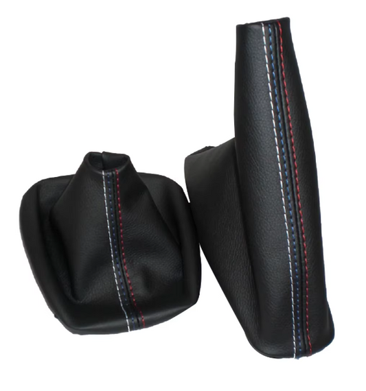 Σετ Φούσκες Λεβιέ & Χειρόφρενου για BMW E36 / E46  – Δερματίνη PU Μαύρη με Ραφές