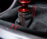 Universal Κάλυμμα / Φουσκα Λεβιέ Ταχυτήτων Αυτοκινήτου - suede alcantara - Κοκκινη Ραφή