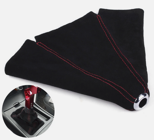 Universal Κάλυμμα / Φουσκα Λεβιέ Ταχυτήτων Αυτοκινήτου - suede alcantara - Κοκκινη Ραφή