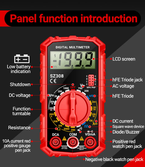 Digital Multimeter – Πολύμετρο Ψηφιακό AC/DC Volt, Ampere & Ohm Meter