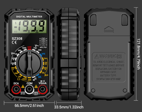 Digital Multimeter – Πολύμετρο Ψηφιακό AC/DC Volt, Ampere & Ohm Meter