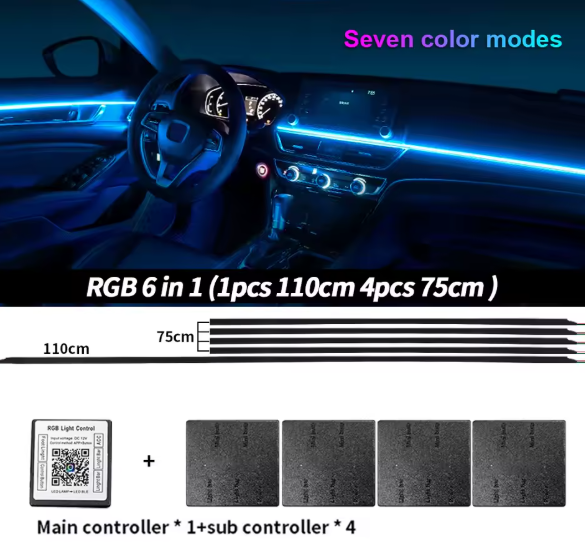 LED Φωτισμός Αυτοκινήτου Ambient Light Kit (10 τμχ) με Bluetooth-App & Αισθητήρα Ήχου