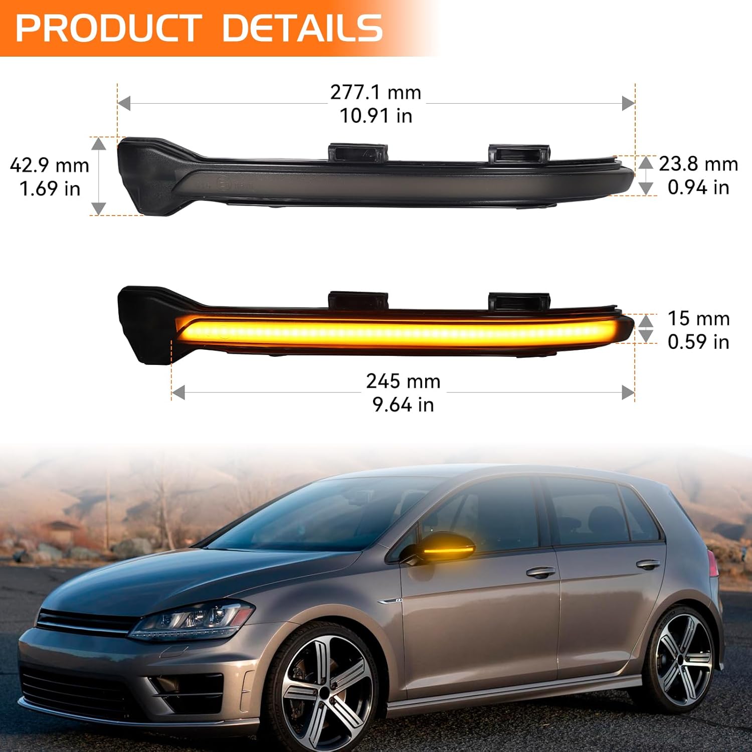 Φλας Dynamic Led για GOLF MK7 SMOKED 2τμχ