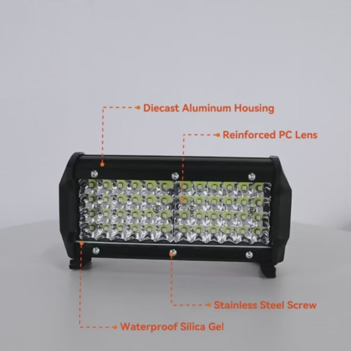 Προβολέας LED Bar 7” - 144W - IP68 - 6000K για Off-Road, SUV & Φορτηγά - 1τμχ